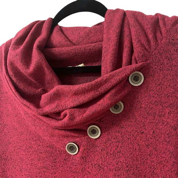 Magnolia Boutique Button Cowl Neck Tunic Sweater Heather Red Women's Size Medium - Picture 3 of 5